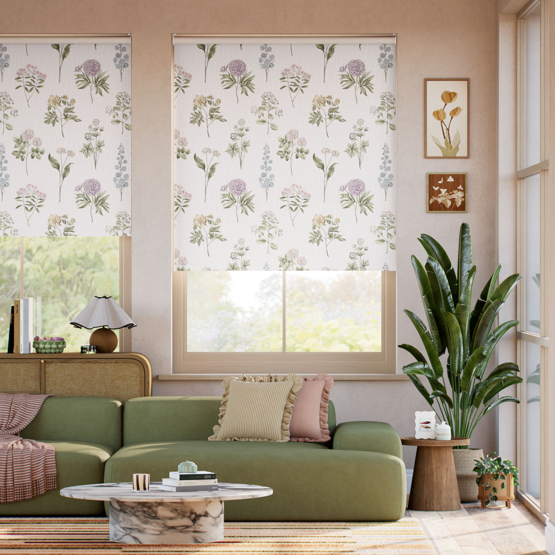 Botanical Etchings Heather Roller Blind