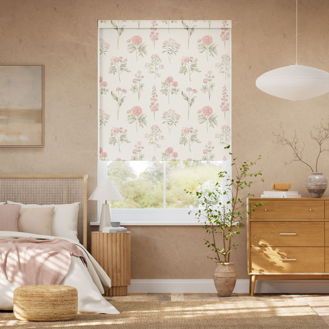 Botanical Etchings Rosewater Roller Blind