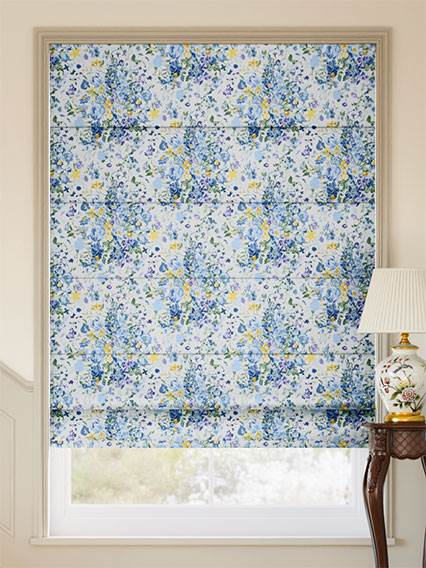 Bouquet Parade Faux Silk Blue Roman Blind thumbnail image