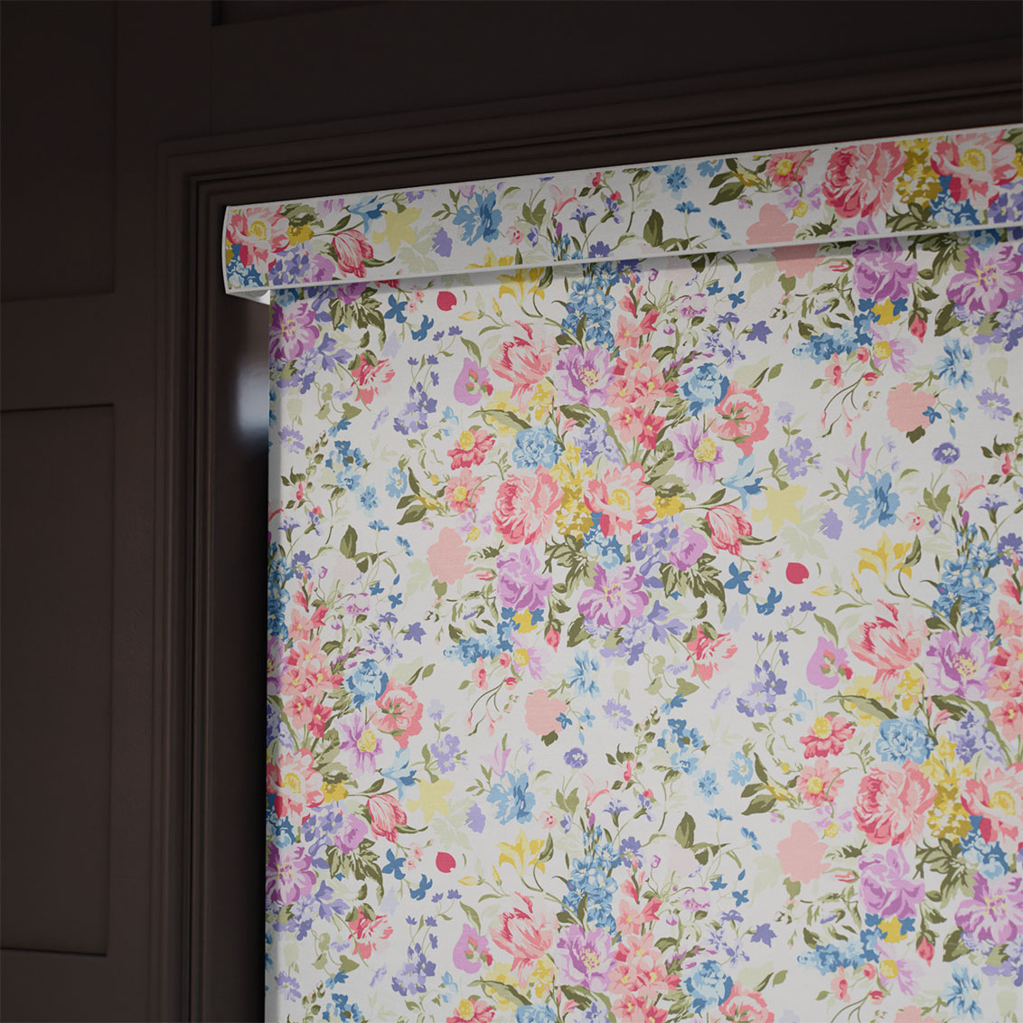 Bouquet Parade Faux Silk Pink Roller Blind