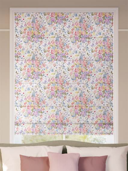 Bouquet Parade Faux Silk Pink Roman Blind thumbnail image