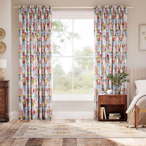 Bow Bouquet Faux Silk Cream Curtains thumbnail image