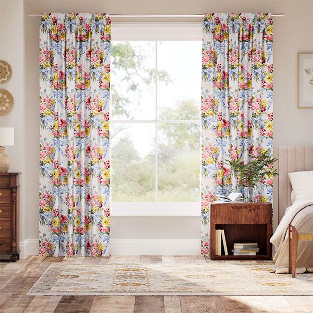 Bow Bouquet Faux Silk Cream Curtains thumbnail image