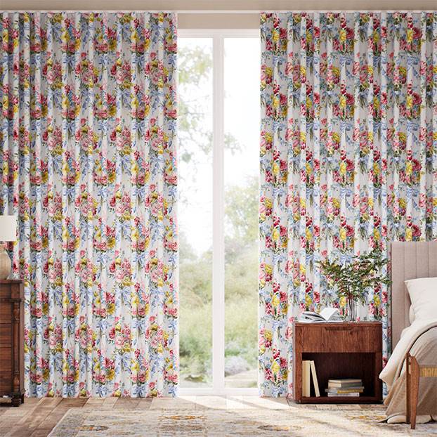 Bow Bouquet Faux Silk Cream Curtains thumbnail image