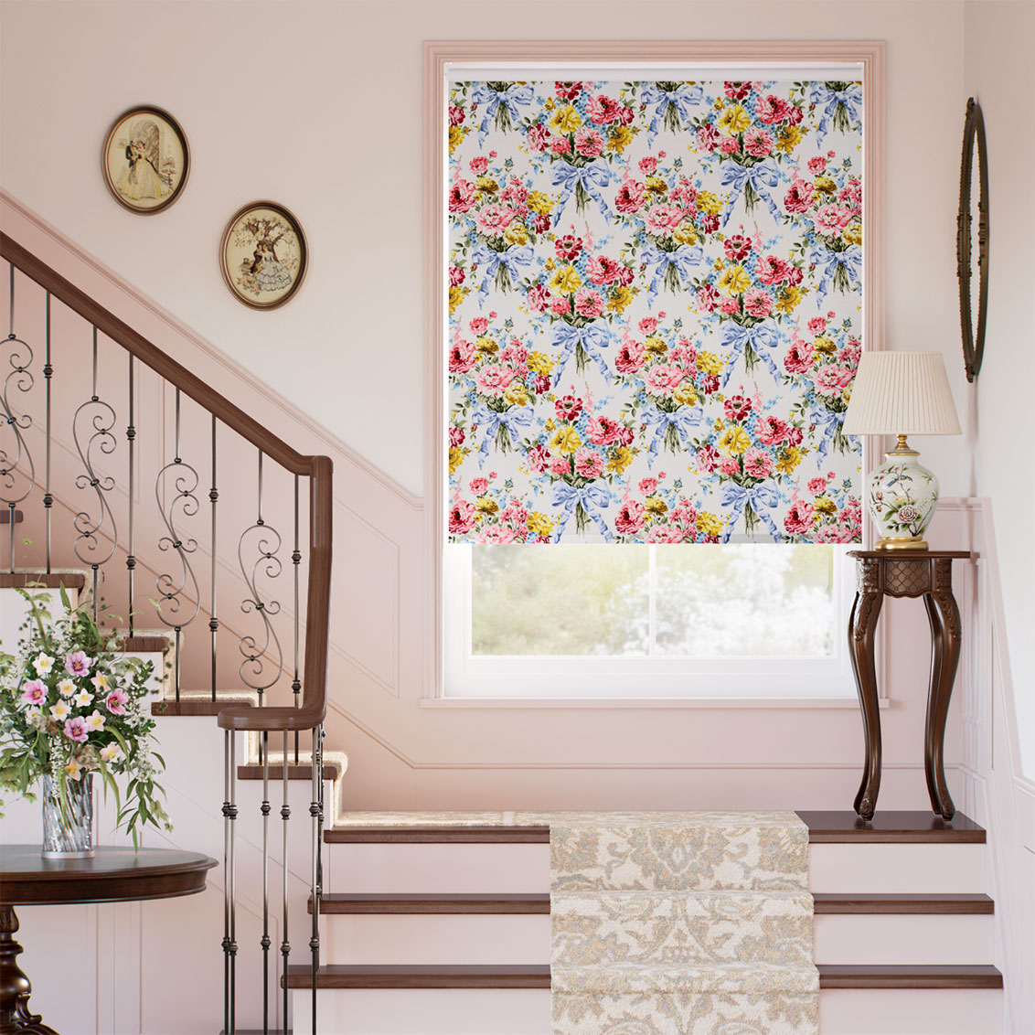 Bow Bouquet Faux Silk Cream Roller Blind