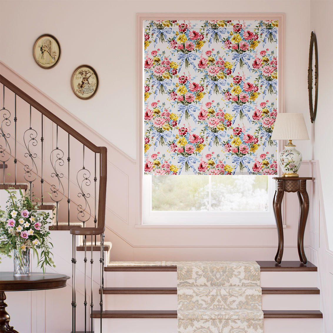 Bow Bouquet Faux Silk Cream Roller Blind