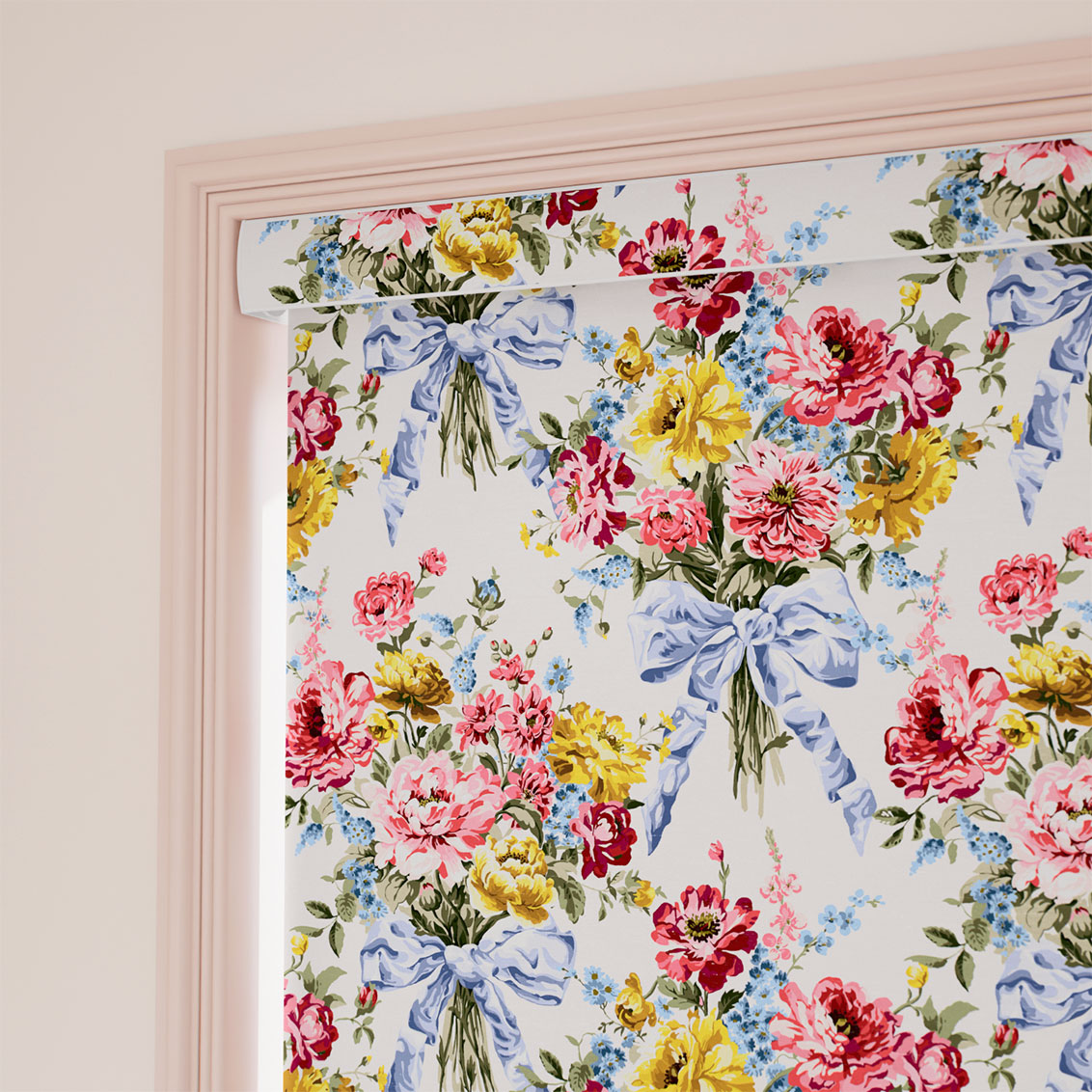 Bow Bouquet Faux Silk Cream Roller Blind