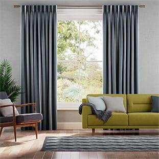 Brazen Stripe Linen Vintage Bold Blue Curtains thumbnail image