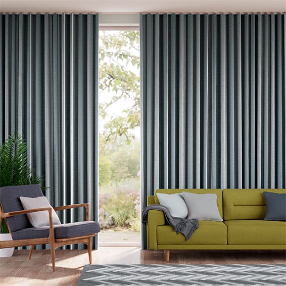 Brazen Stripe Linen Vintage Bold Blue Curtains