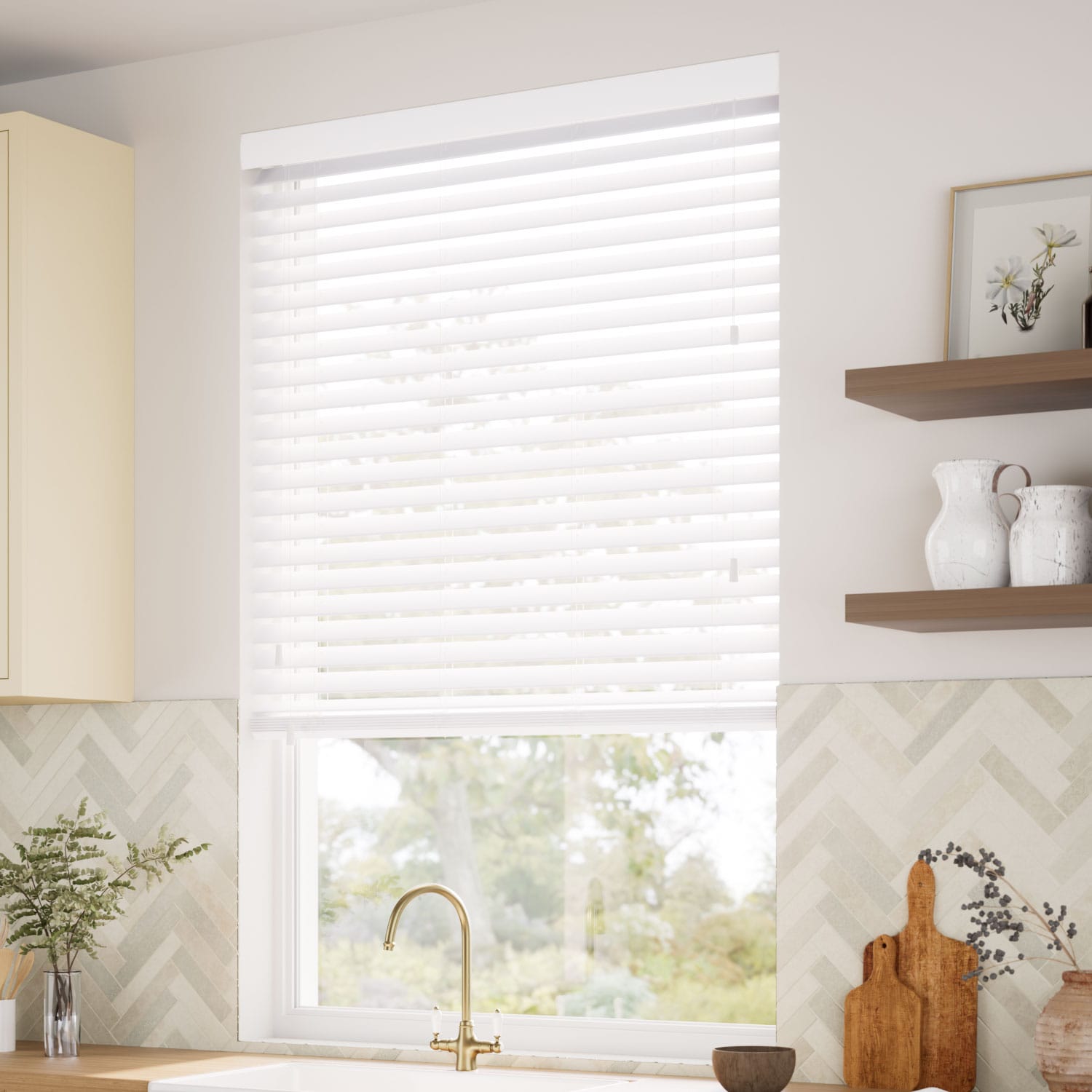 Brightest White Wooden Blind 64mm Slat