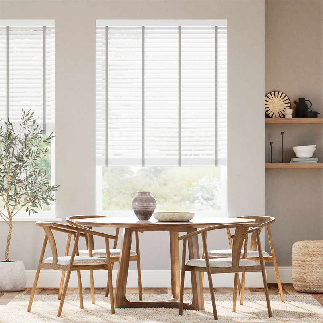 Brightest White and Elephant Grey Wooden Blind - 50mm Slat