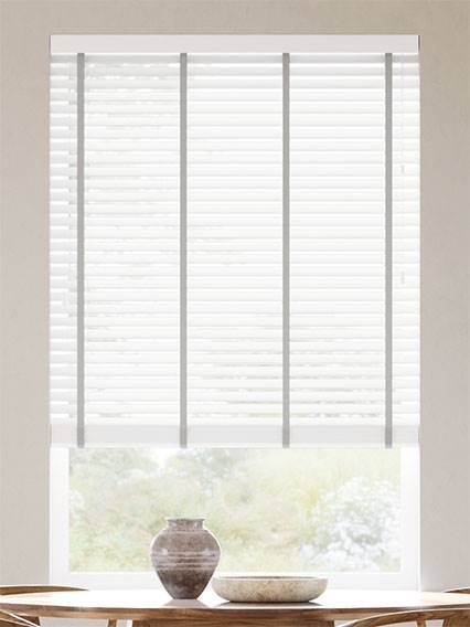 Brightest White and Elephant Grey Wooden Blind thumbnail image