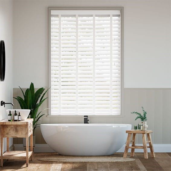 Brightest White & Glacial White Wooden Blind - 64mm Slat