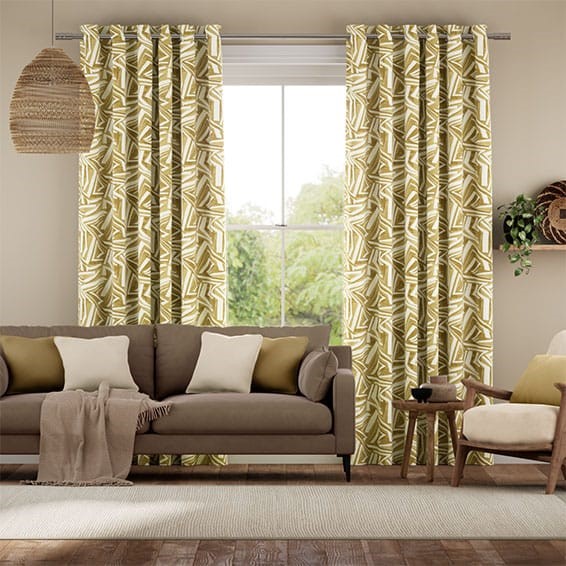 Brushstroke Geometric Ochre  Curtains