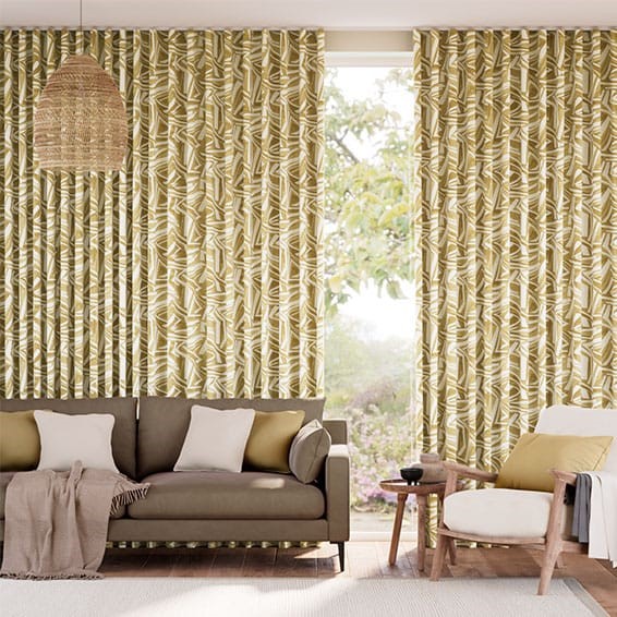 Brushstroke Geometric Ochre  Curtains