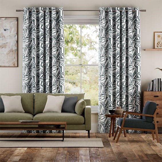 Brushstroke Geometric Slate  Curtains