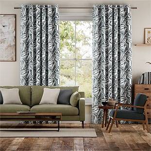 Brushstroke Geometric Slate Curtains thumbnail image