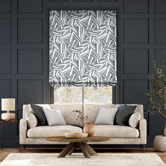 Brushstroke Geometric Slate  Roman Blind