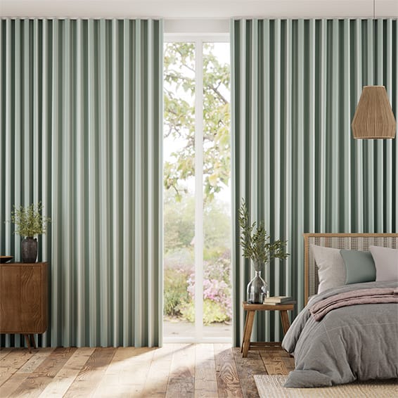 Burnsall Stripe Smoke Green Curtains