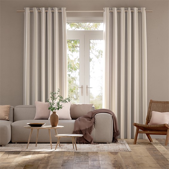 Burnsall Stripe White Sands Curtains