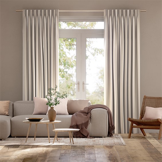 Burnsall Stripe White Sands Curtains