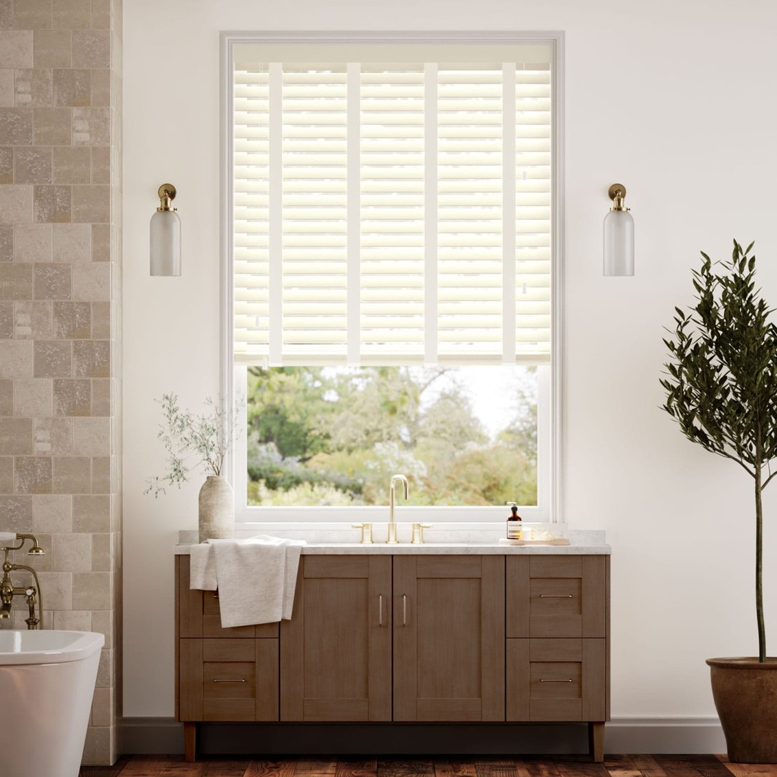 Buttermilk & Ivory Faux Wood Blind - 50mm Slat