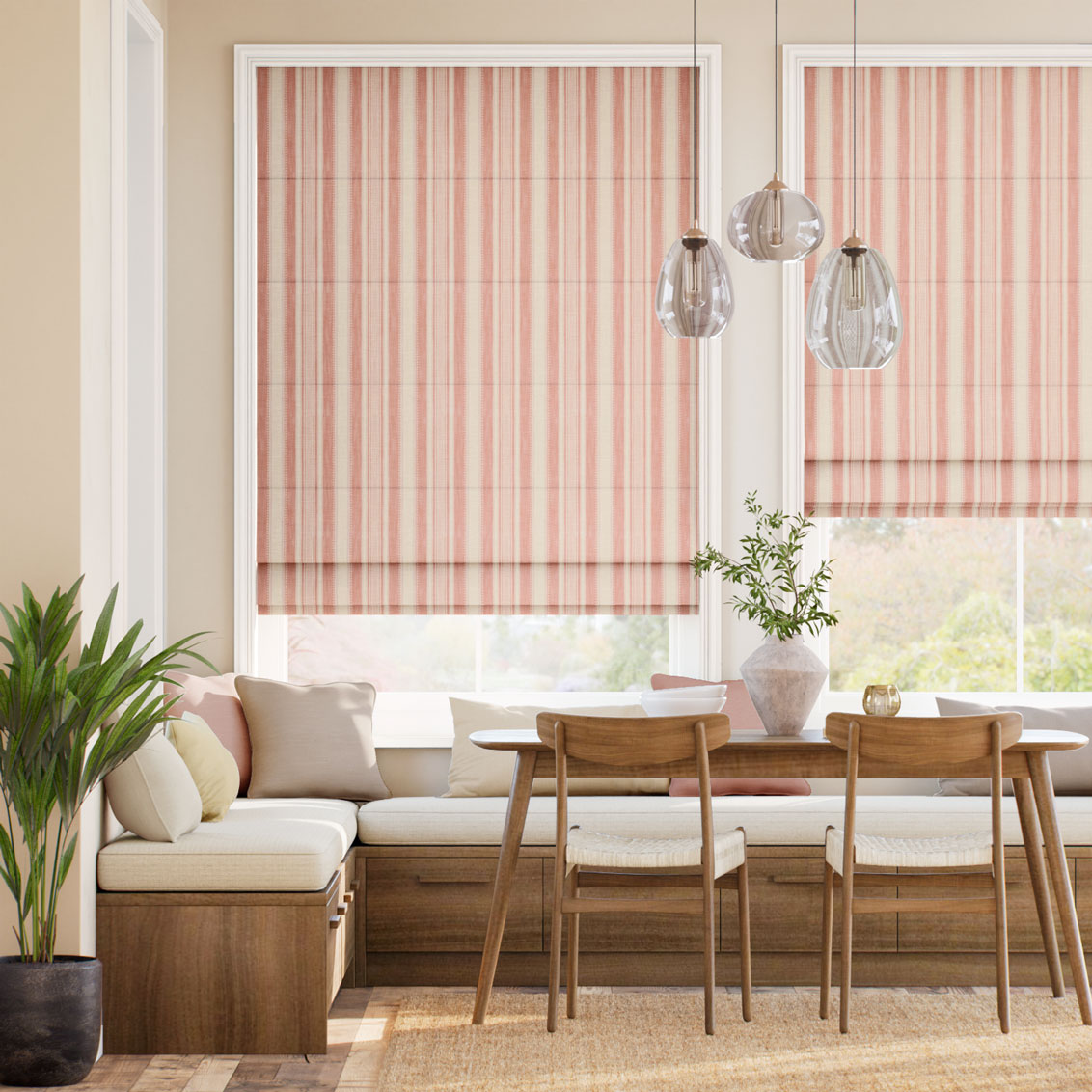 Cadence Stripe Fuji Red Roman Blind