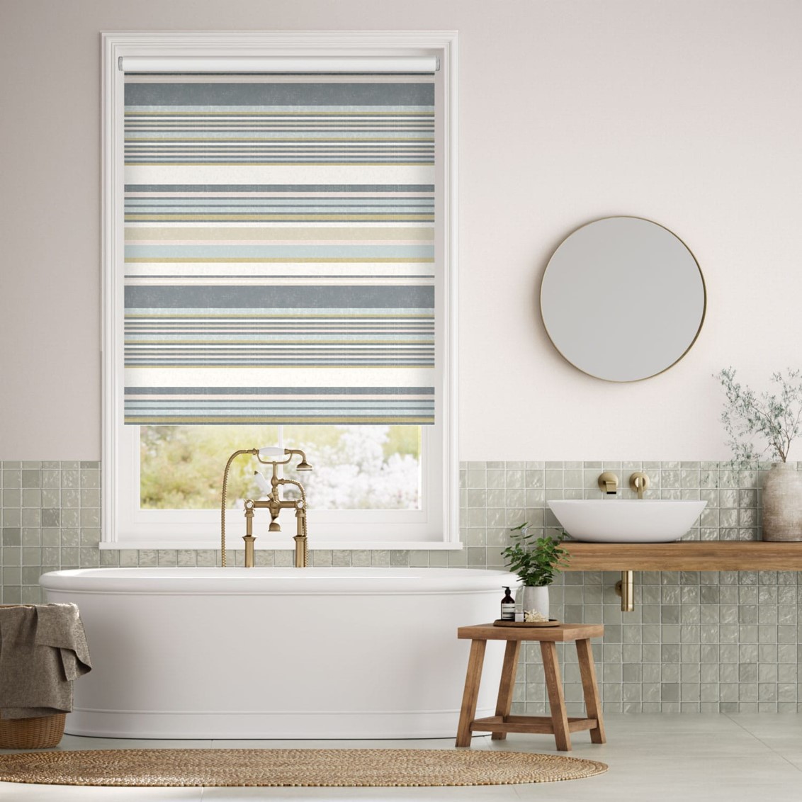 Calcutta Stripe Blue Mist Roller Blind