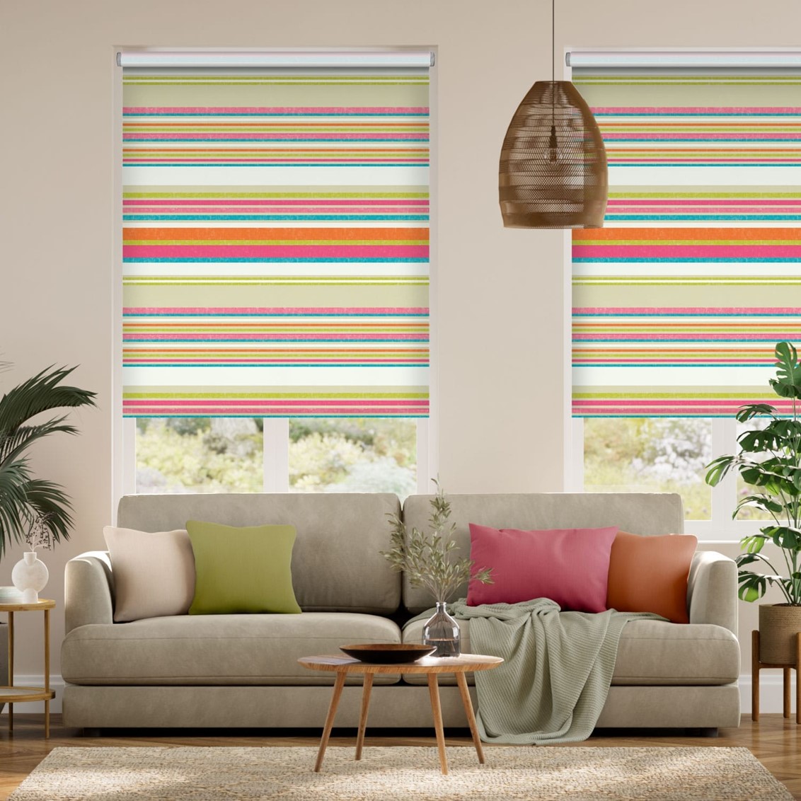 Calcutta Stripe Candyfloss Roller Blind