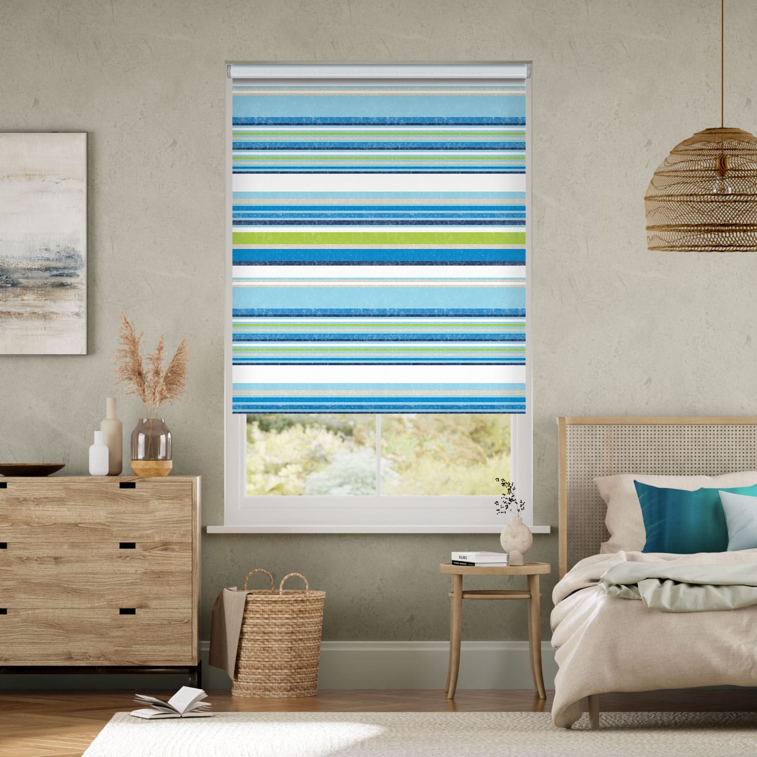 Twist2Go Calcutta Stripe Lake Blue Roller Blind