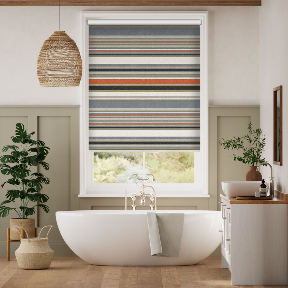 Calcutta Stripe Olive Roller Blind