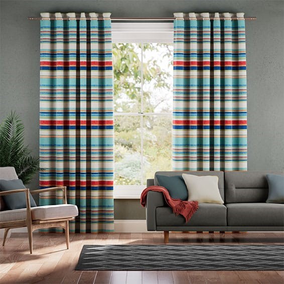 Calcutta Stripe Seaside Blue Curtains