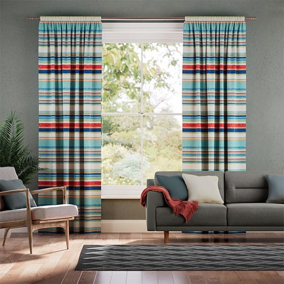 Calcutta Stripe Seaside Blue Curtains