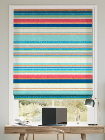 Calcutta Stripe Seaside Blue Roman Blind thumbnail image