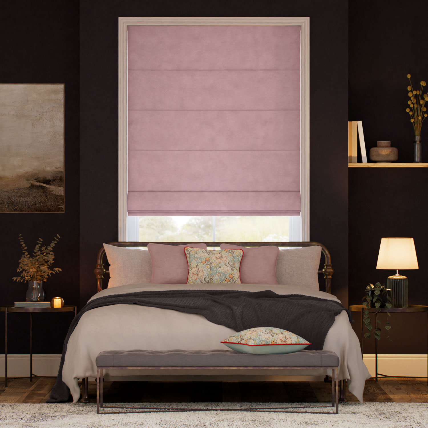 Cambridge Velvet Blackout Blossom Roman Blind