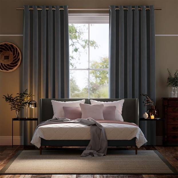 Cambridge Velvet Blackout Silhouette Grey Curtains thumbnail image