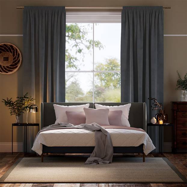 Cambridge Velvet Blackout Silhouette Grey Curtains thumbnail image