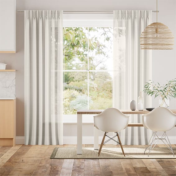 Camille Voile Striped White Curtains