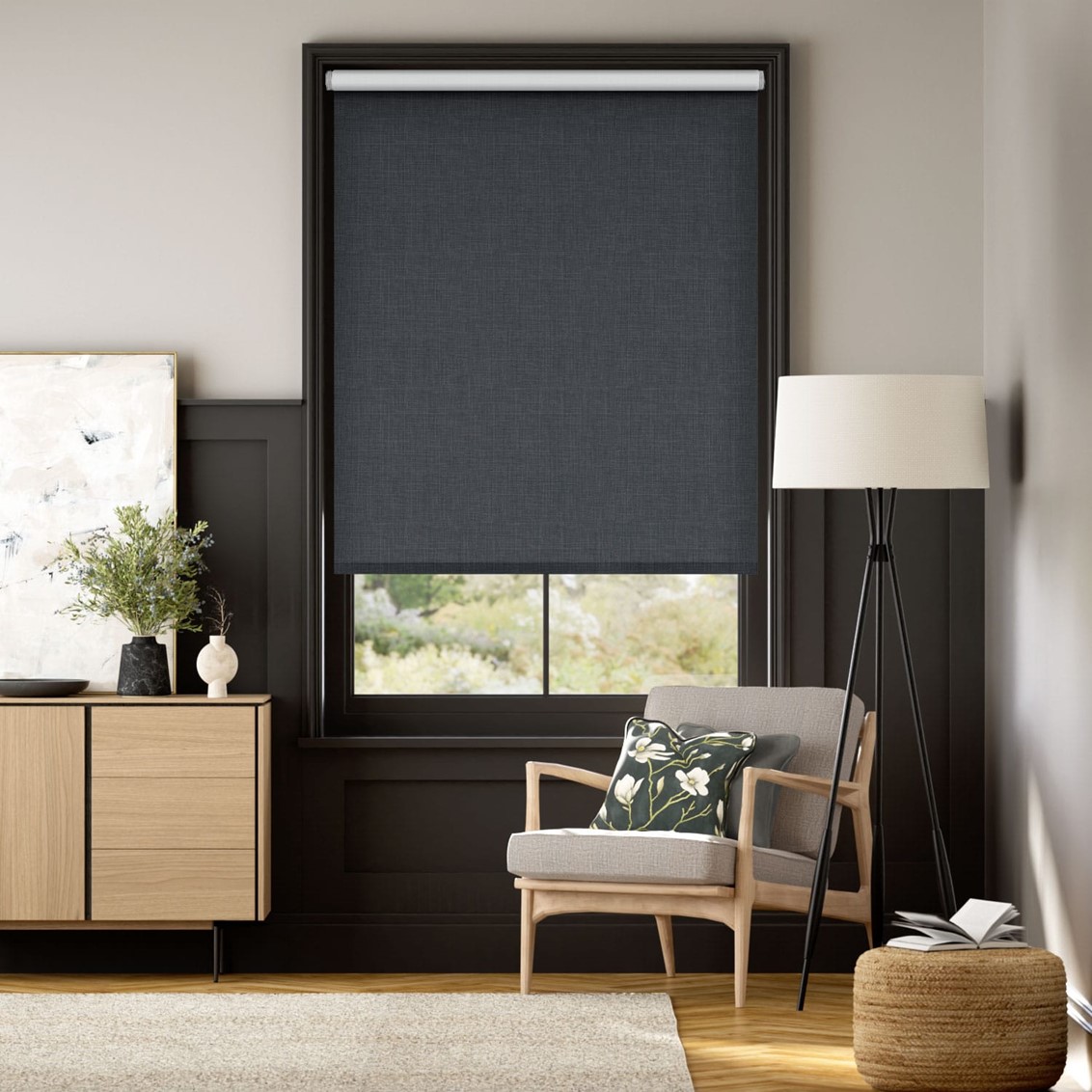 Electric Canali Blackout Charcoal Grey Roller Blind