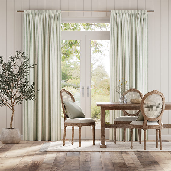 Candy Stripe Bottle Green  Curtains