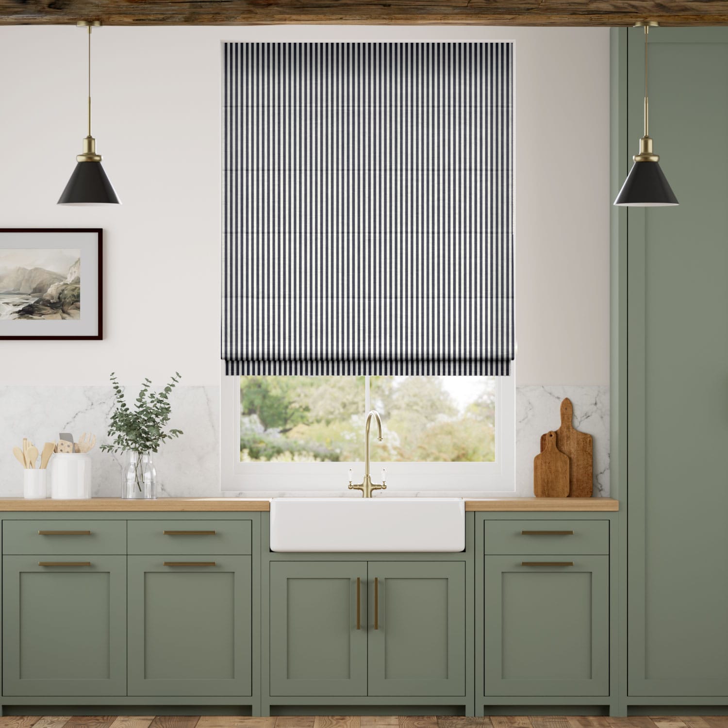 Candy Stripes Charcoal Roman Blind