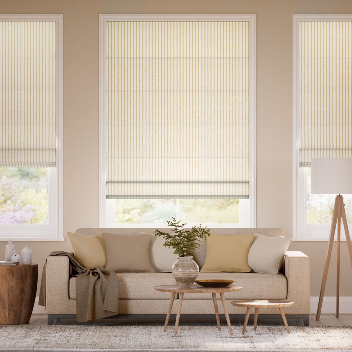 Candy Stripe Dijon  Roman Blind