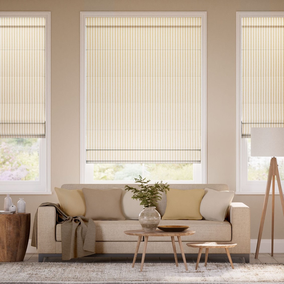 Candy Stripe Dijon  Roman Blind