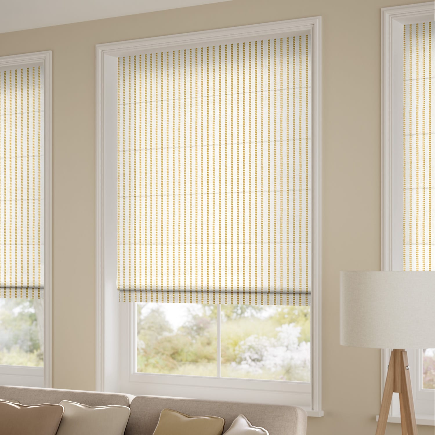 Candy Stripe Dijon Roman Blind