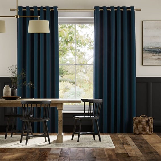 Canterbury Velvet Storm Blue Curtains