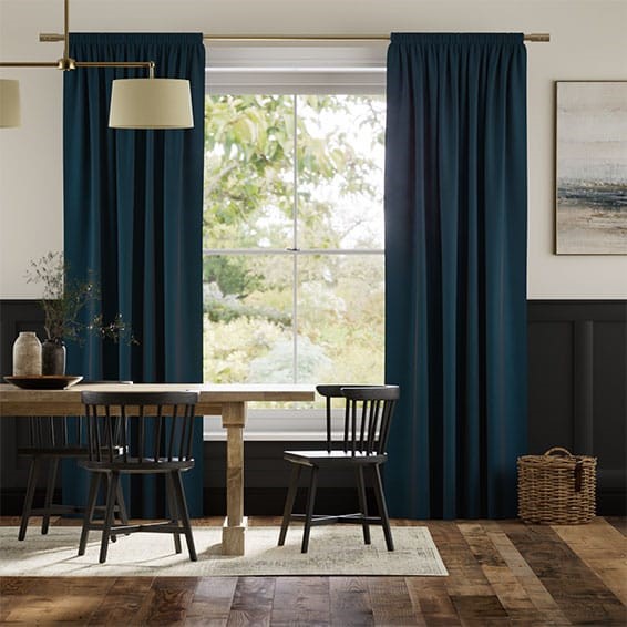 Canterbury Velvet Storm Blue Curtains