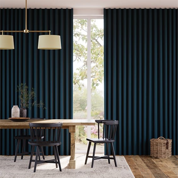 Canterbury Velvet Storm Blue Curtains