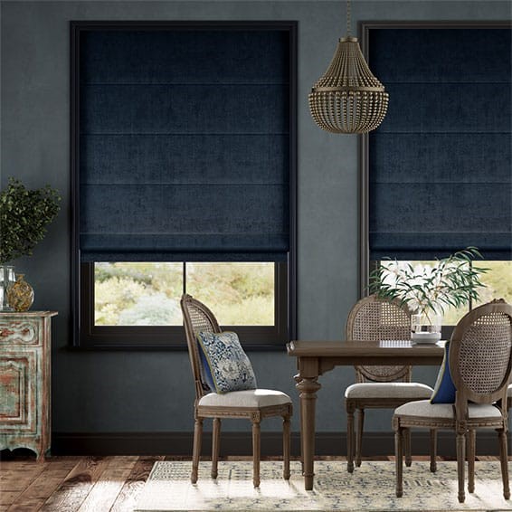 Canterbury Velvet Storm Blue Roman Blind