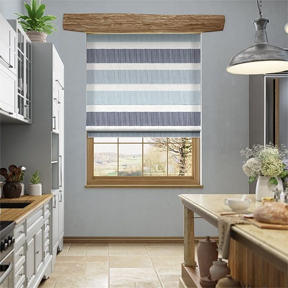 Cardigan Stripe Blue Horizon Roman Blind