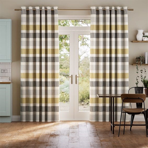 Cardigan Stripe Flax Grey Curtains